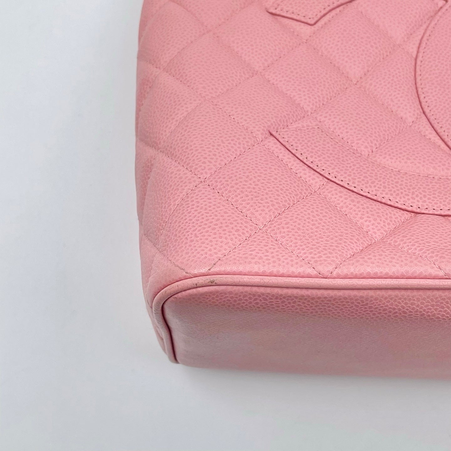 Chanel Pink Quilted Caviar Leather Medallion Tote Bag [Used]