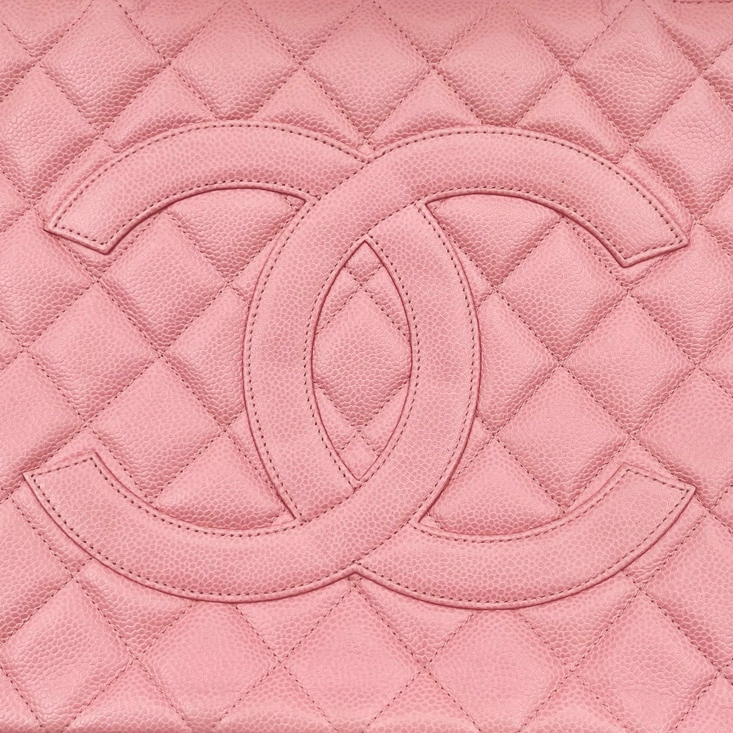 Chanel Pink Quilted Caviar Leather Medallion Tote Bag [Used]