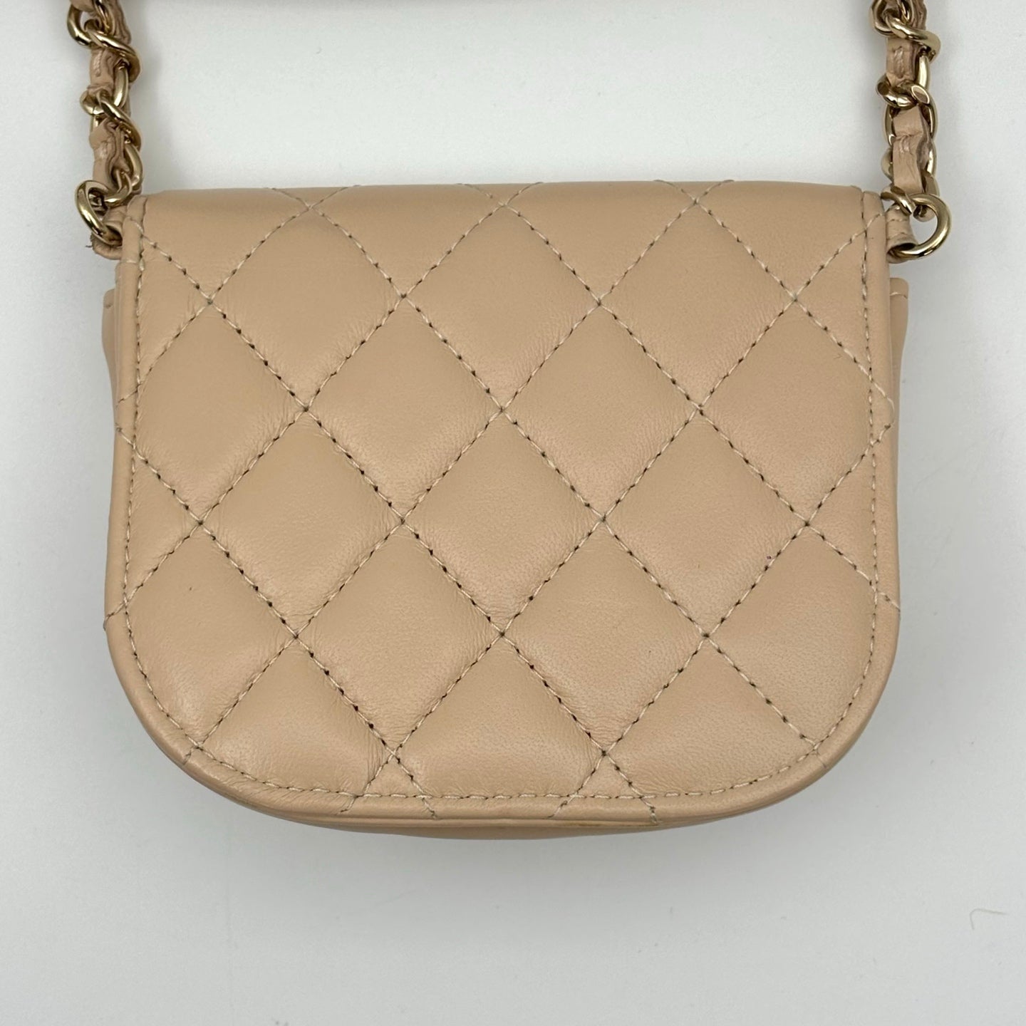 Chanel Beige Lambskin Quilted Waist Bag With Coin Purse [Used]