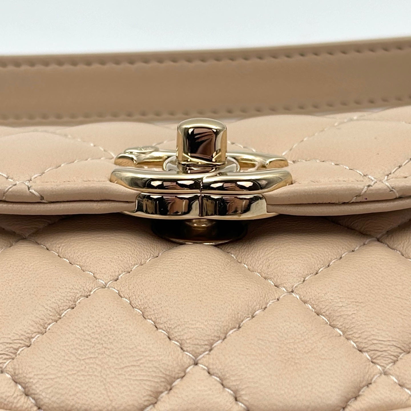Chanel Beige Lambskin Quilted Waist Bag With Coin Purse [Used]