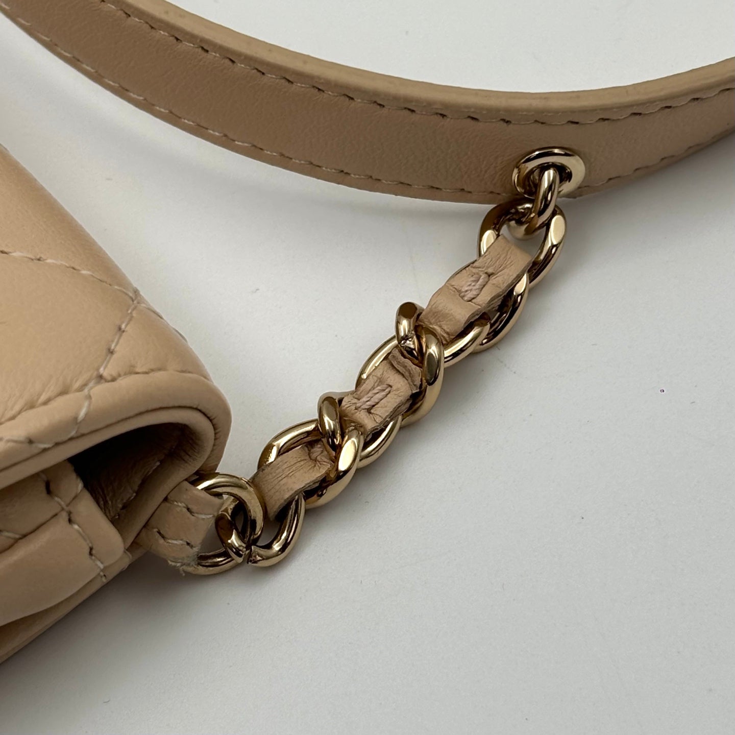 Chanel Beige Lambskin Quilted Waist Bag With Coin Purse [Used]