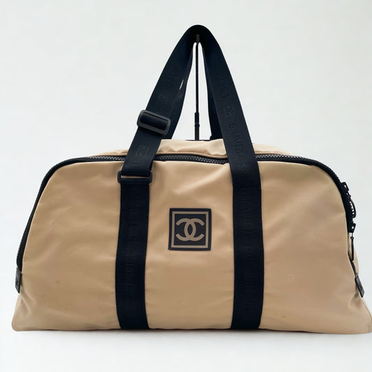 Chanel Beige Nylon Sports Boston Bag Shoulder Bag [Used]