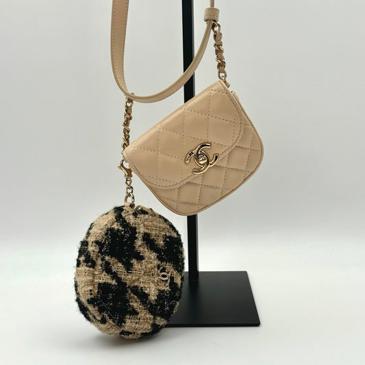 Chanel Beige Lambskin Quilted Waist Bag With Coin Purse [Used]