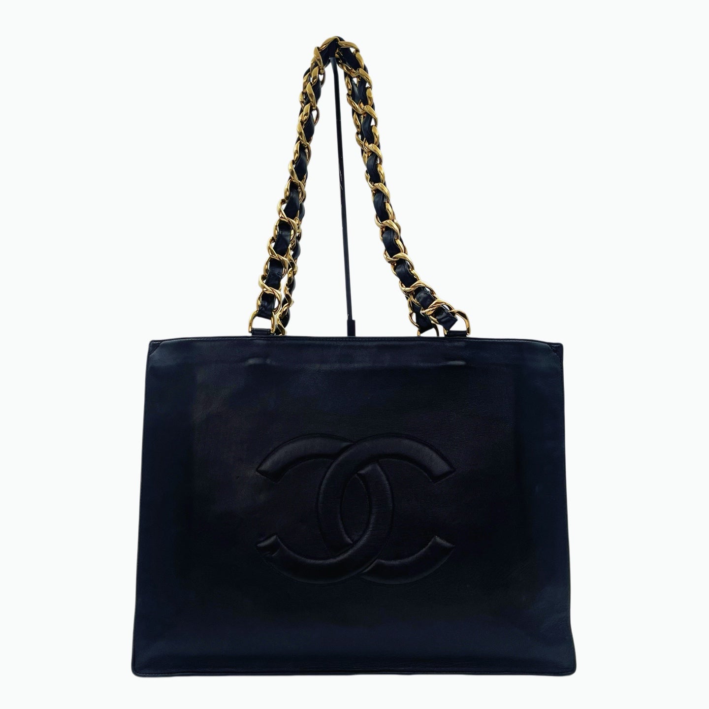 Chanel Black CC Embossed Caviar Gold Hardware Tote Bag [Used]