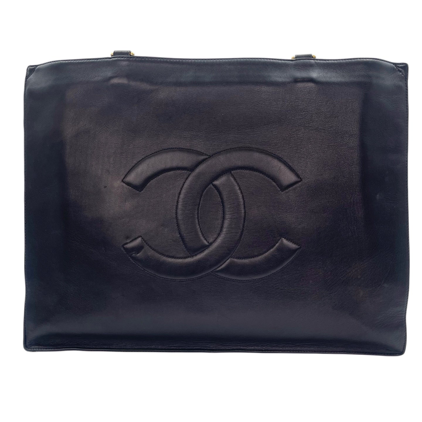 Chanel Black CC Embossed Caviar Gold Hardware Tote Bag [Used]