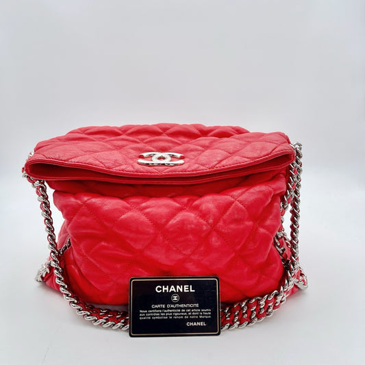 Chanel Red Caviar French Riviera Hobo Bag [Used]