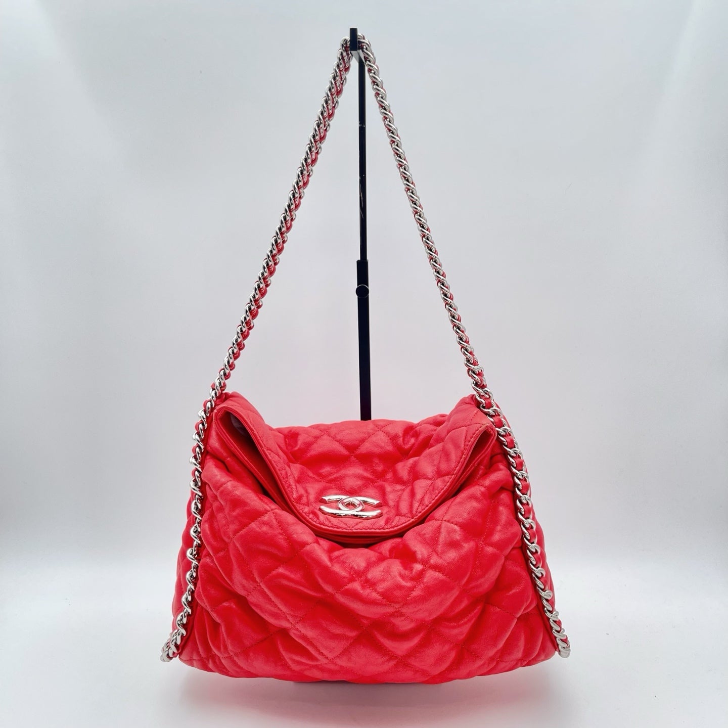 Chanel Red Caviar French Riviera Hobo Bag [Used]
