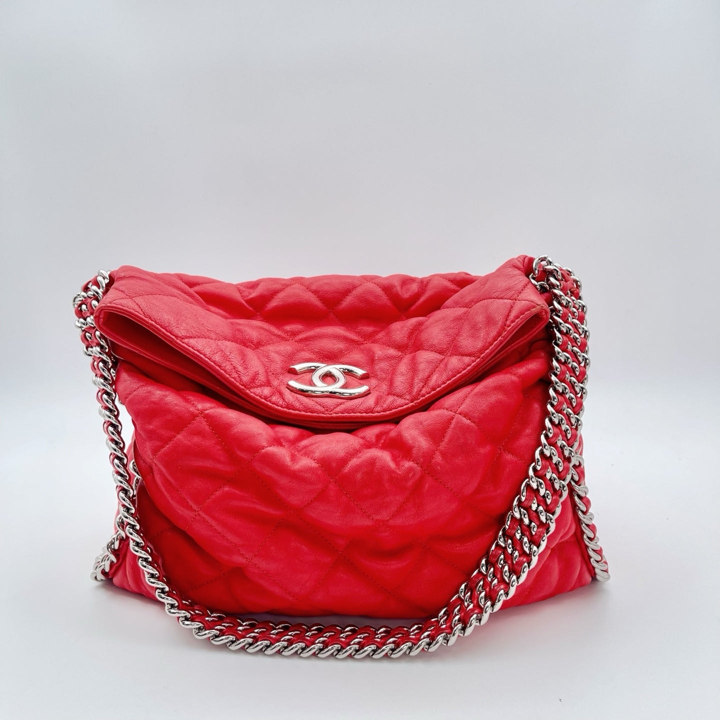 Chanel Red Caviar French Riviera Hobo Bag [Used]