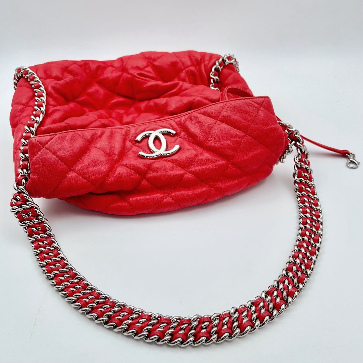 Chanel Red Caviar French Riviera Hobo Bag [Used]