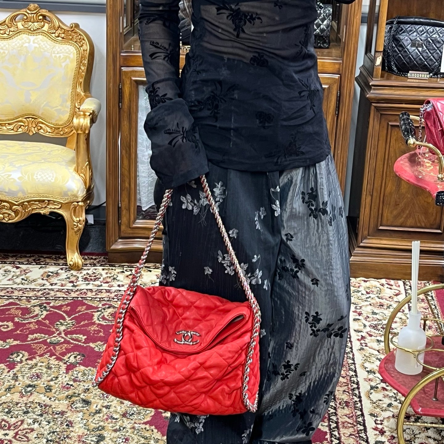 Chanel Red Caviar French Riviera Hobo Bag [Used]