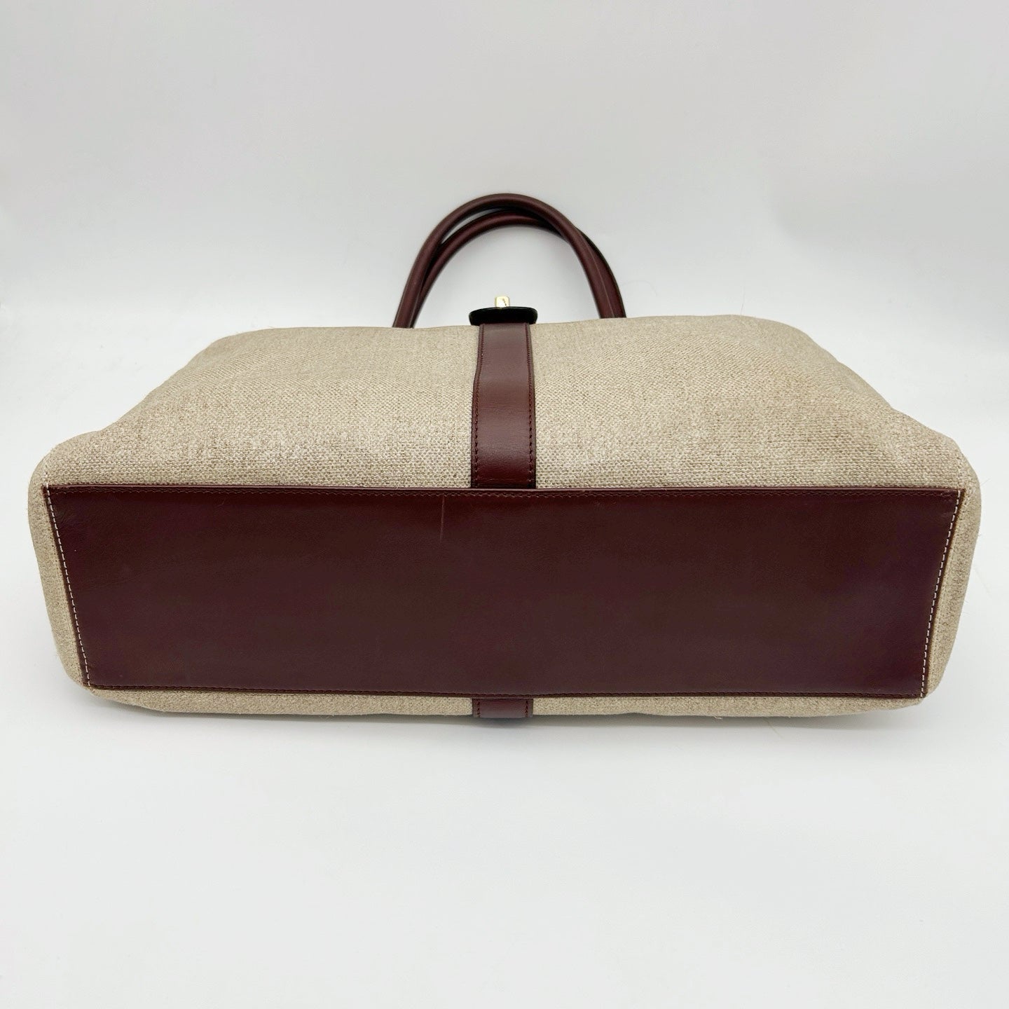 Chanel Brown Coated Linen Leather Trim School Lock Tote Bag [Used]