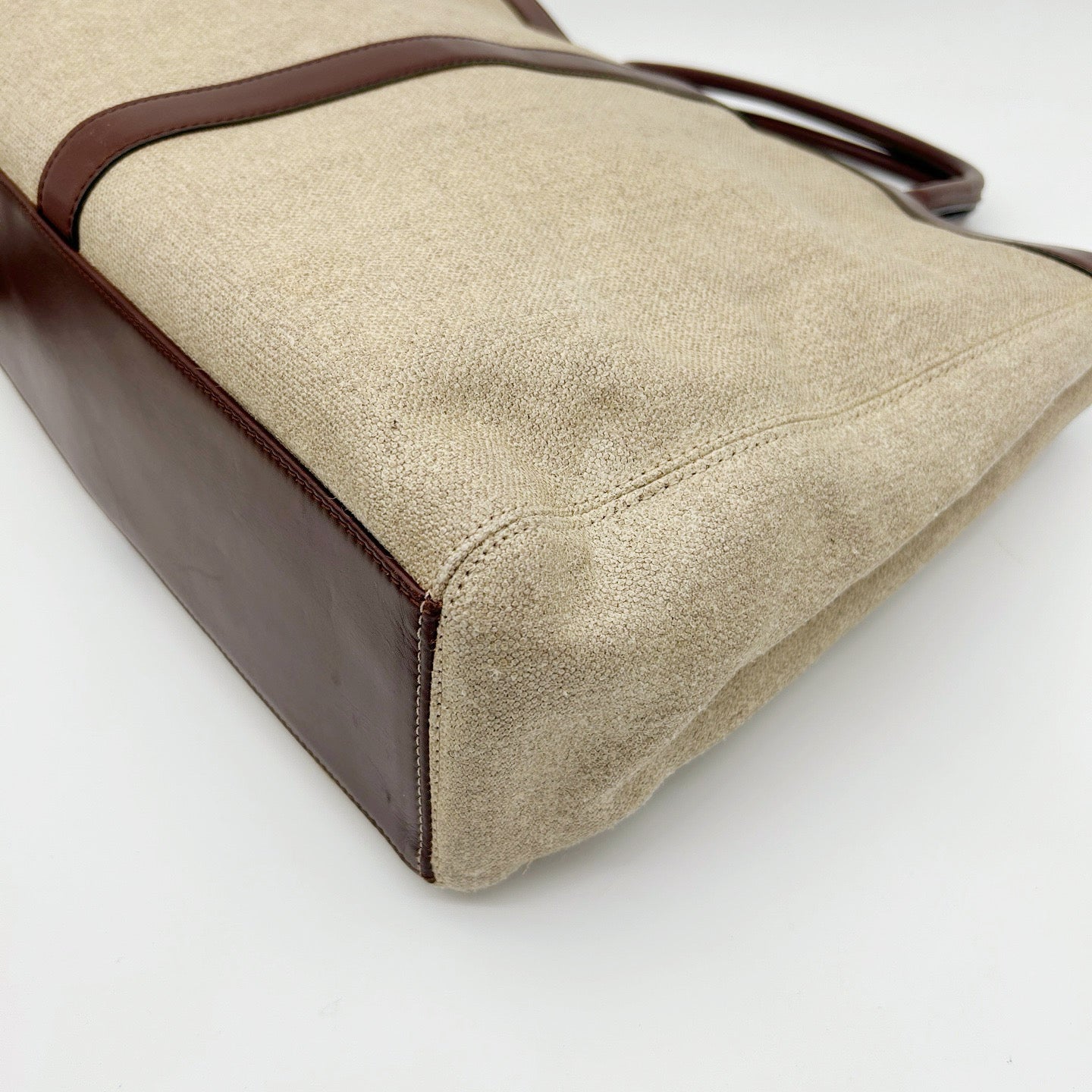 Chanel Brown Coated Linen Leather Trim School Lock Tote Bag [Used]