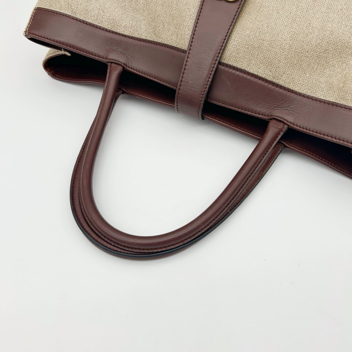 Chanel Brown Coated Linen Leather Trim School Lock Tote Bag [Used]