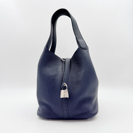 Hermès Picotin 22 in Bleu Nuit Clemence Leather [Used]