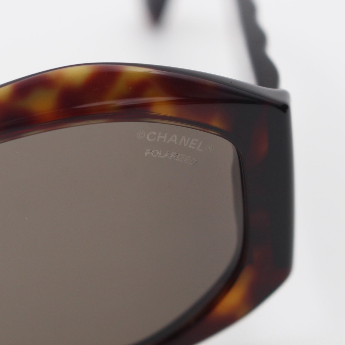 Chanel Tortoiseshell Wide Frame Quilted CC Sunglasses Gold Hardware [Used]