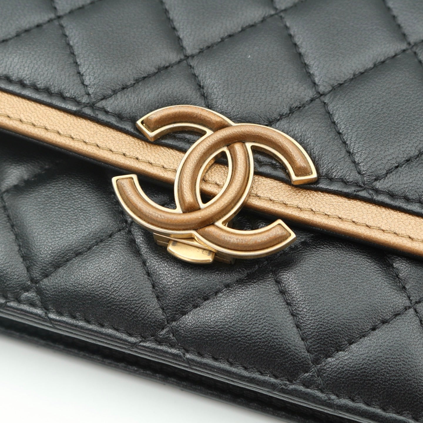 Chanel Black CC Chic Quilted Lambskin Wallet On Chain [Used]