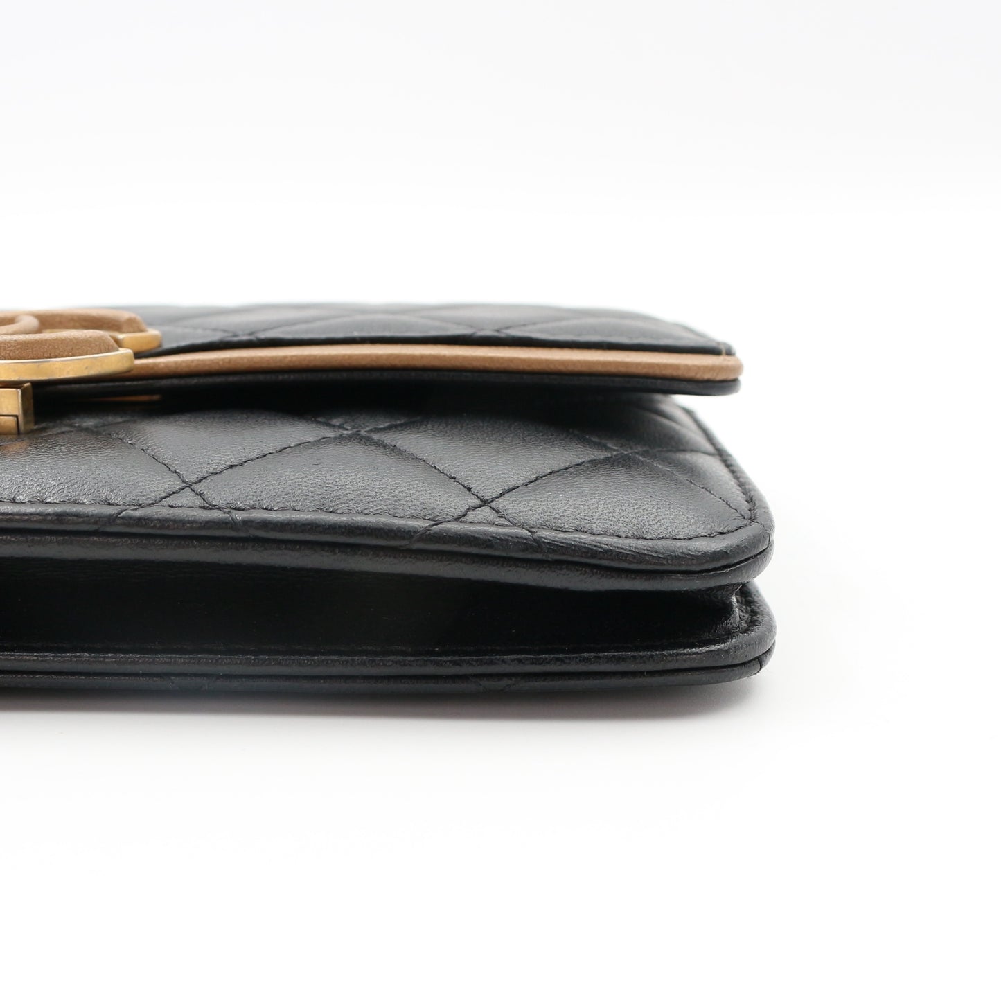 Chanel Black CC Chic Quilted Lambskin Wallet On Chain [Used]