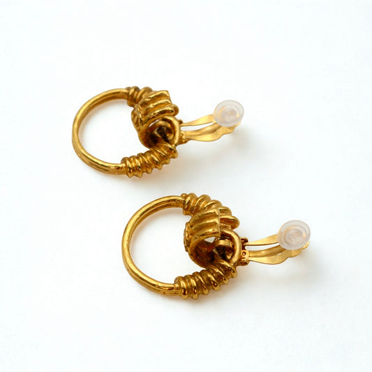 Chanel Gold Coco Mark Earrings Hoop [Used]
