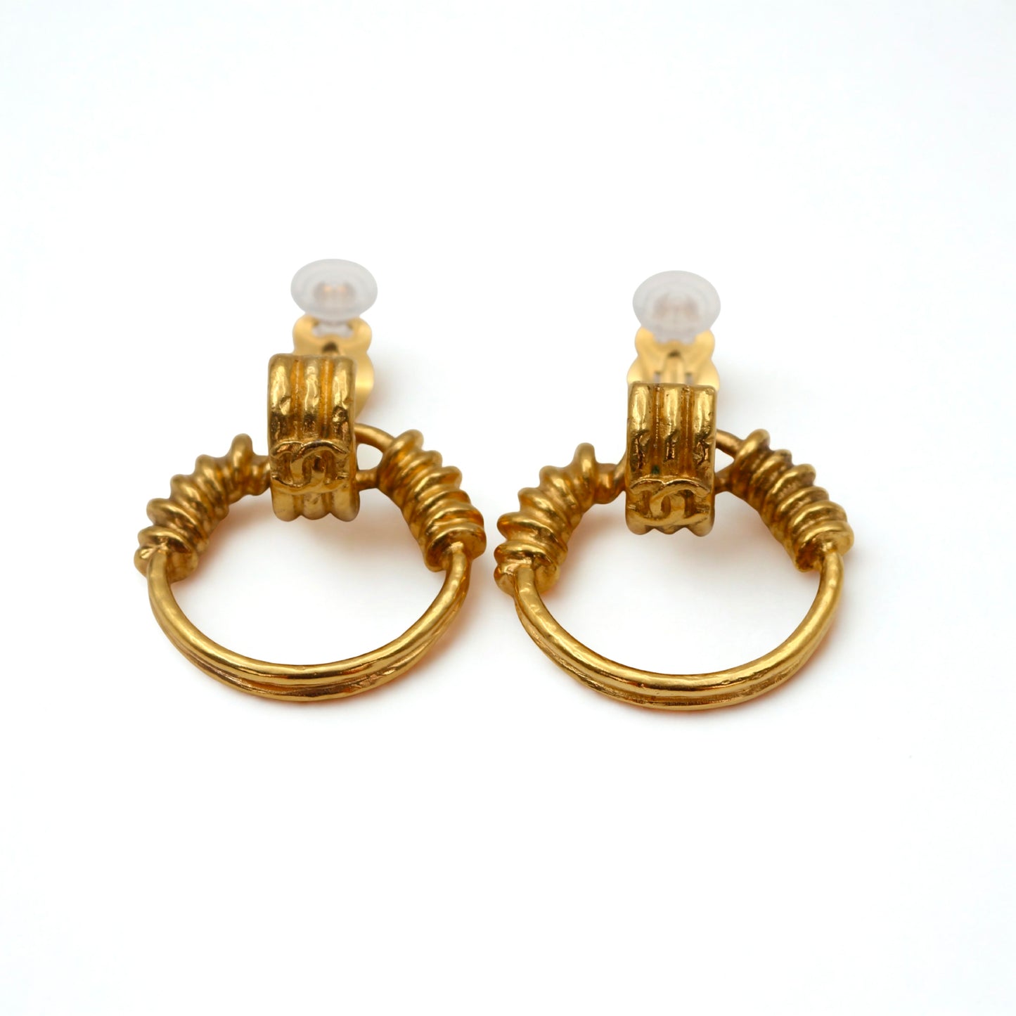 Chanel Gold Coco Mark Earrings Hoop [Used]