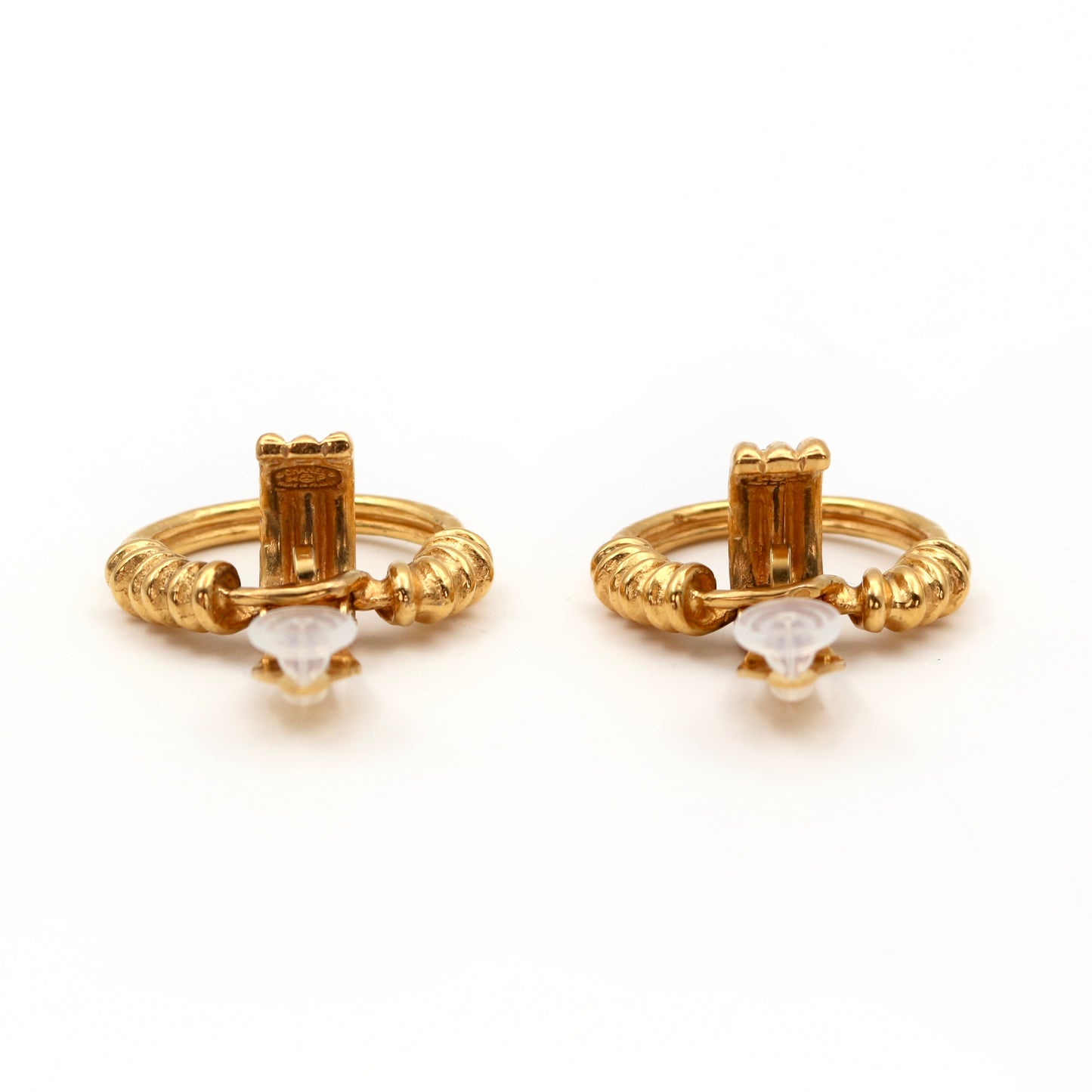 Chanel Gold Coco Mark Earrings Hoop [Used]