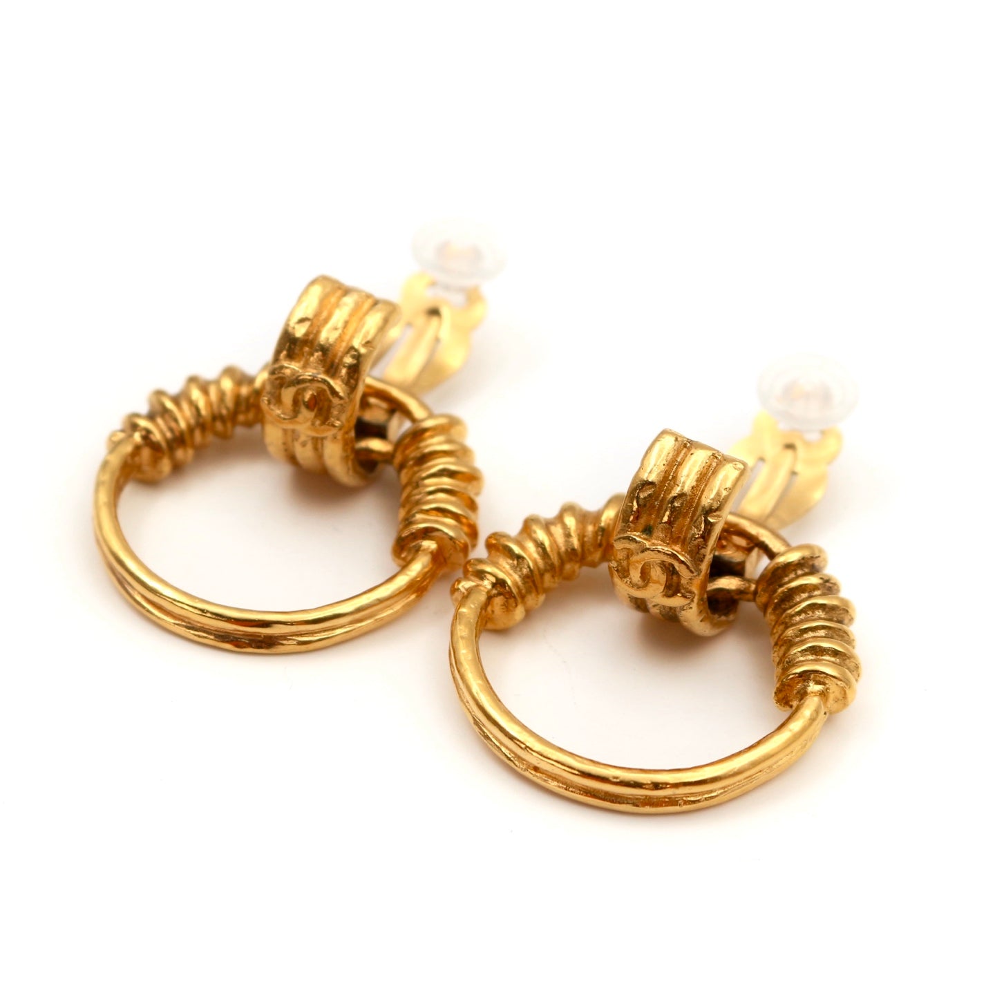 Chanel Gold Coco Mark Earrings Hoop [Used]