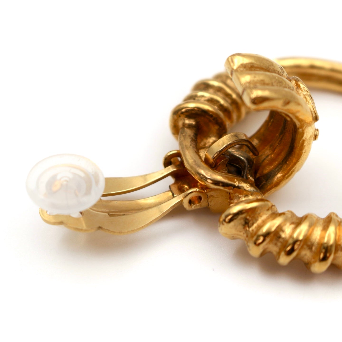 Chanel Gold Coco Mark Earrings Hoop [Used]