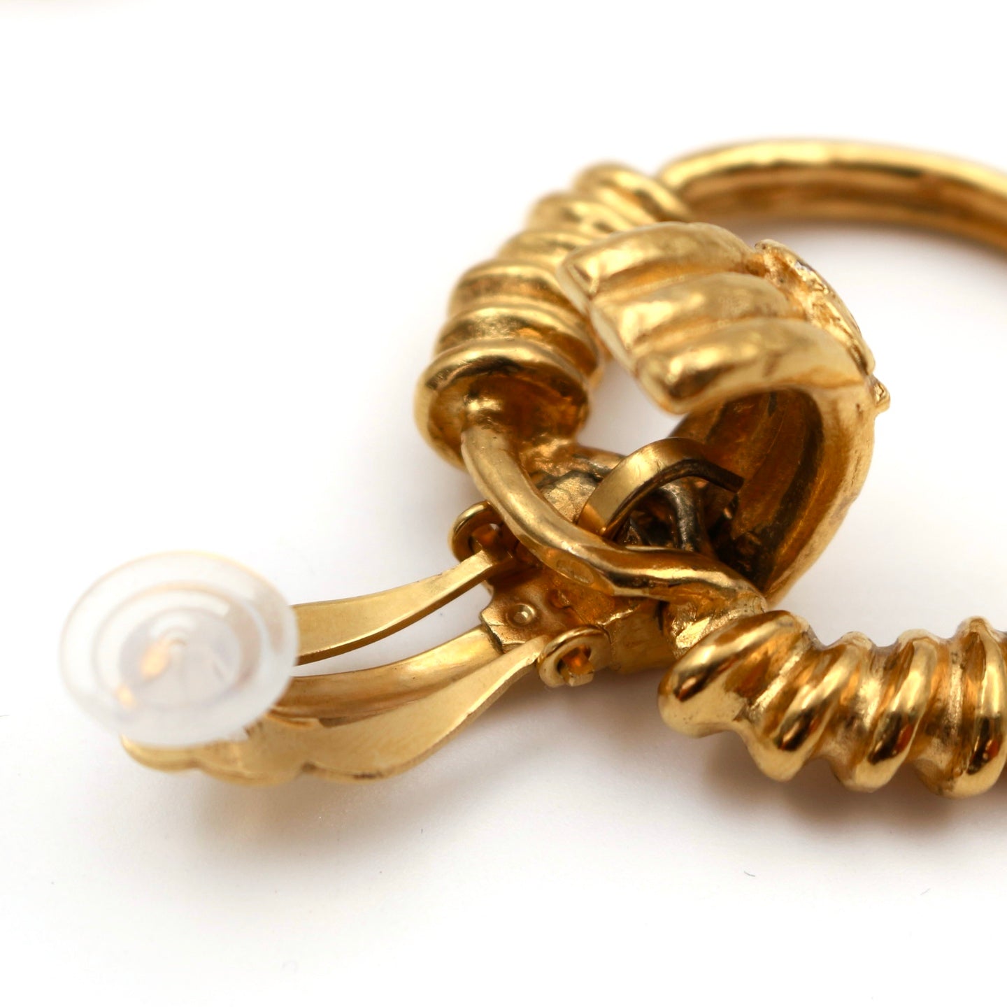 Chanel Gold Coco Mark Earrings Hoop [Used]