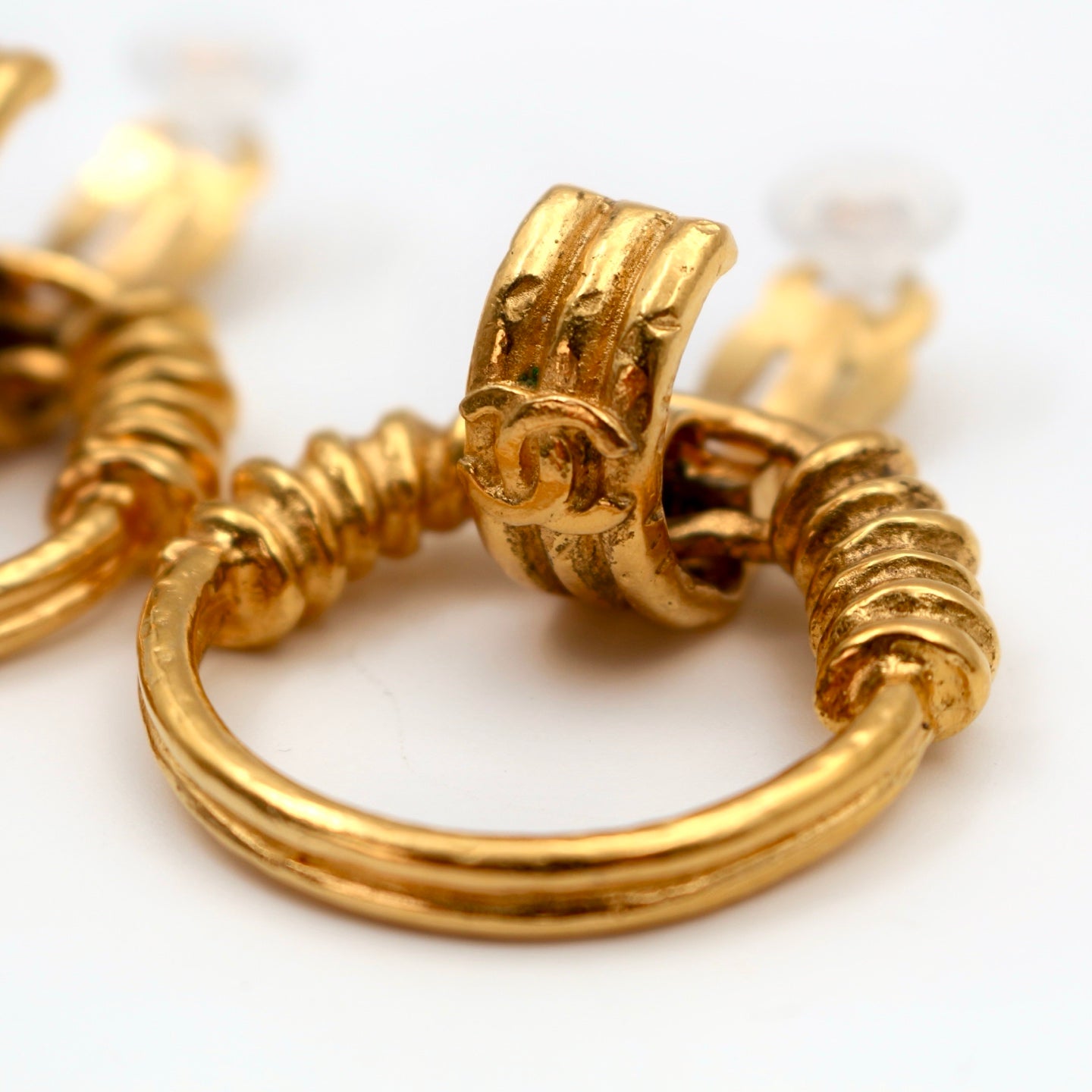 Chanel Gold Coco Mark Earrings Hoop [Used]