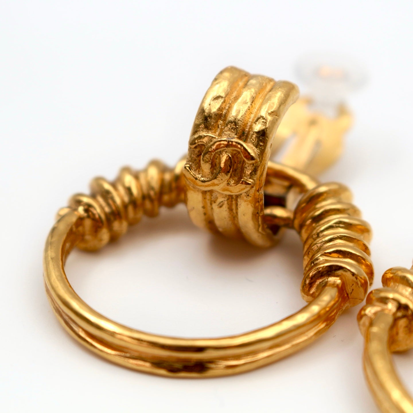 Chanel Gold Coco Mark Earrings Hoop [Used]