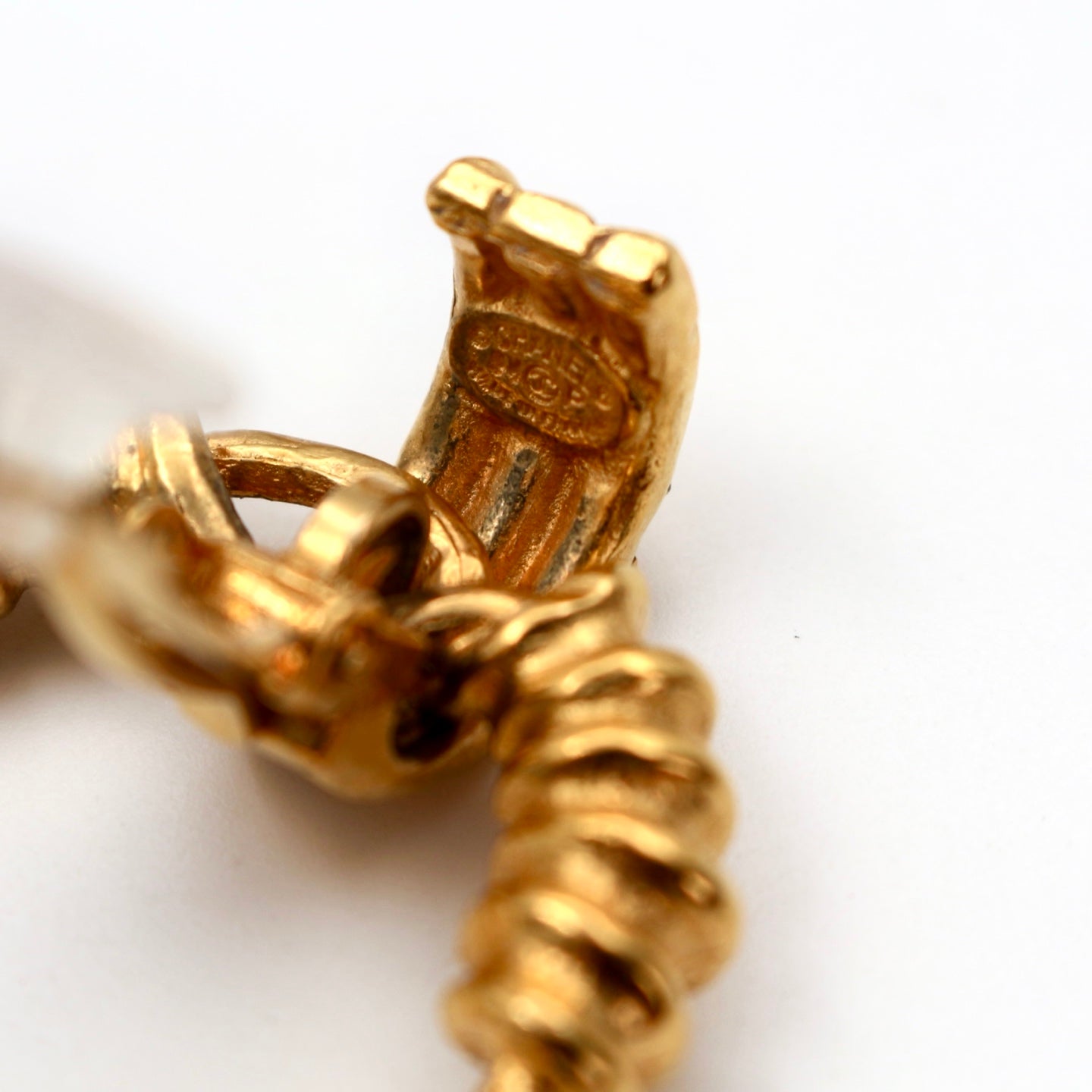 Chanel Gold Coco Mark Earrings Hoop [Used]