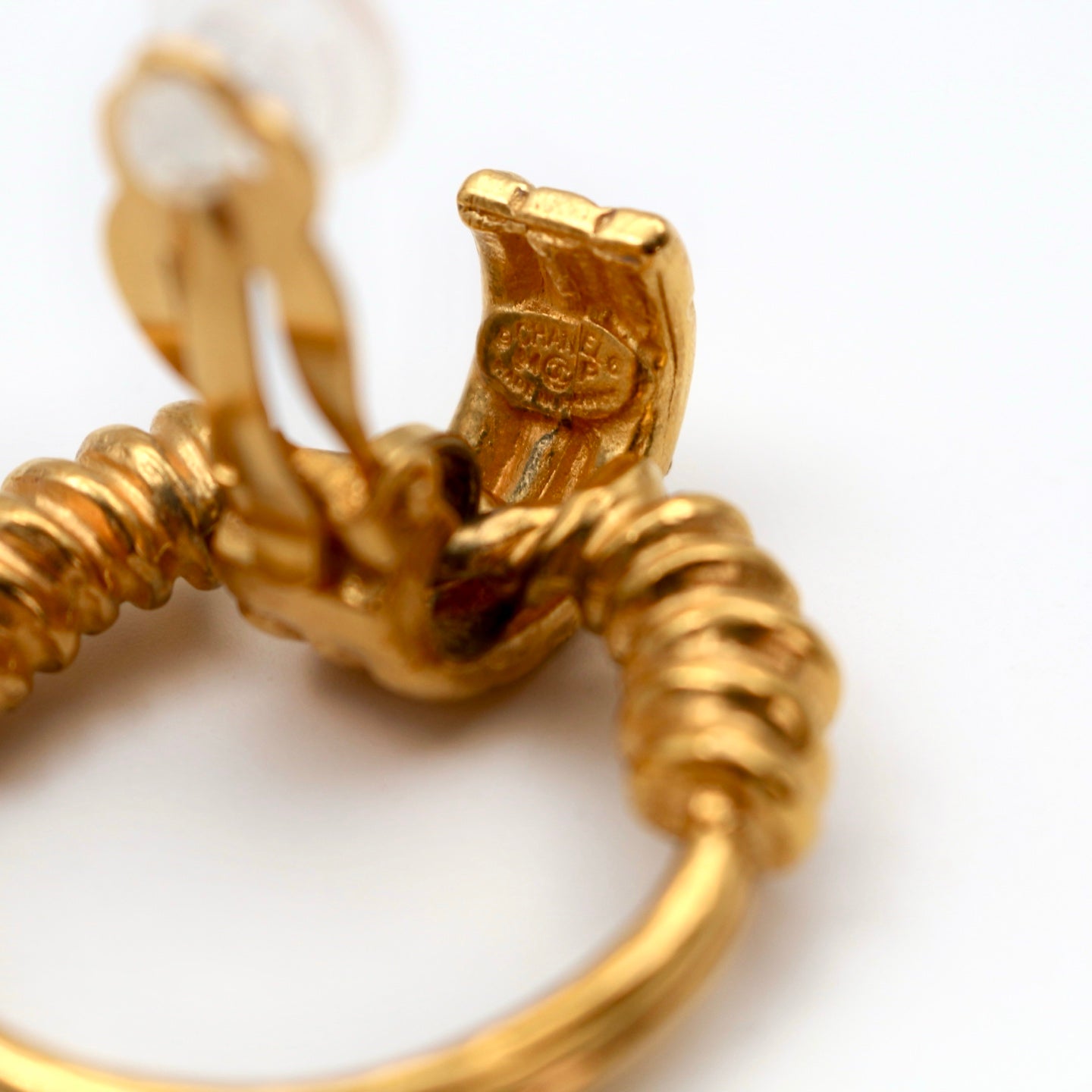 Chanel Gold Coco Mark Earrings Hoop [Used]
