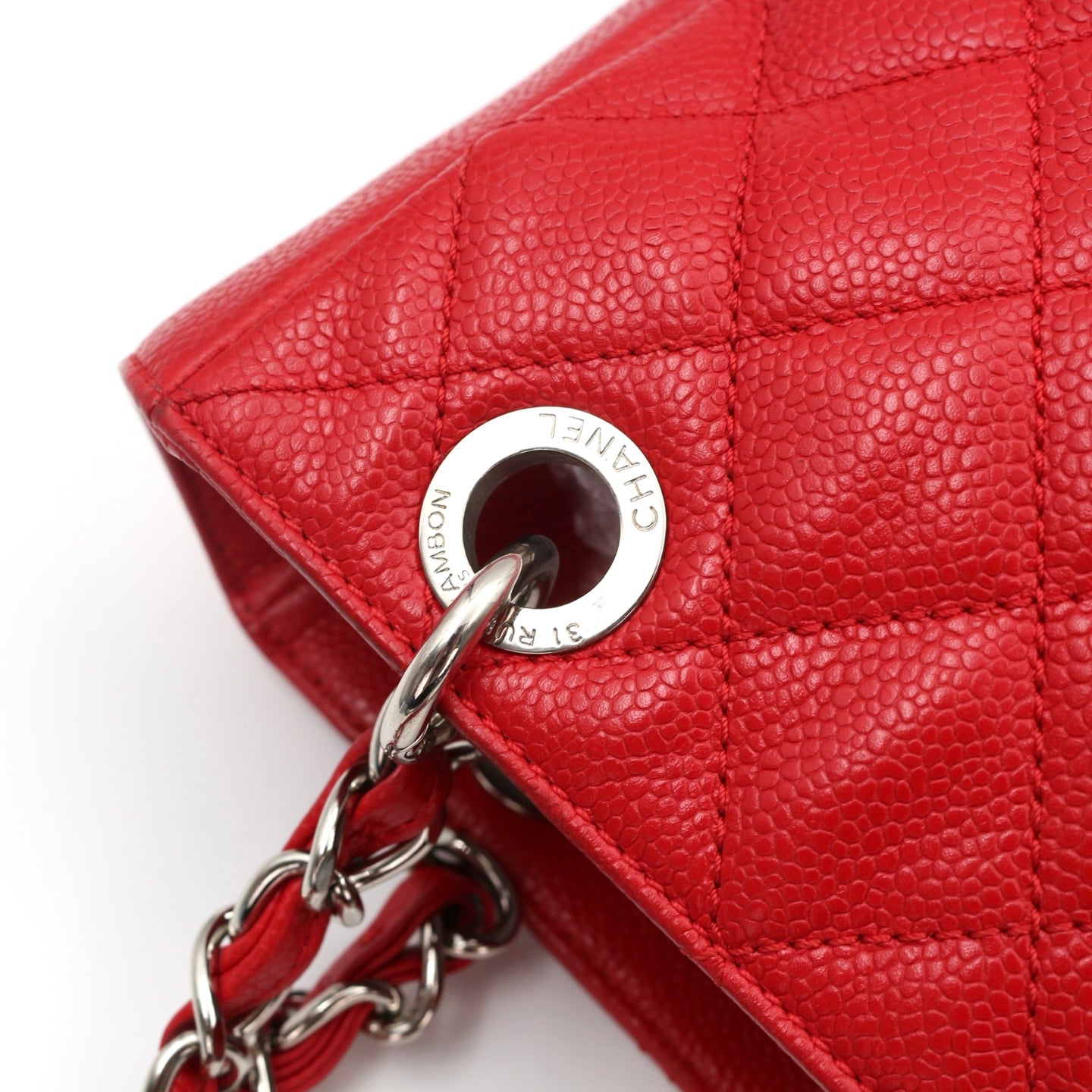 Chanel Red Petite Shopping Tote Bag [Used]