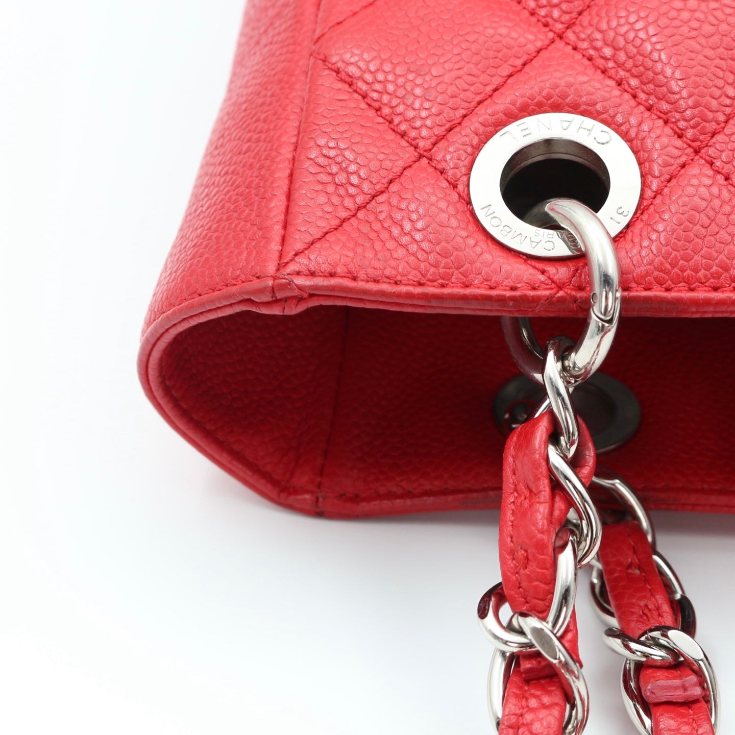 Chanel Red Petite Shopping Tote Bag [Used]