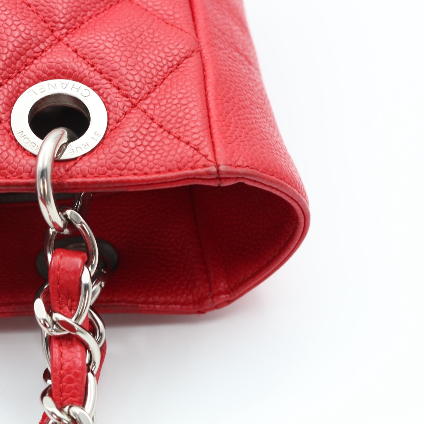 Chanel Red Petite Shopping Tote Bag [Used]
