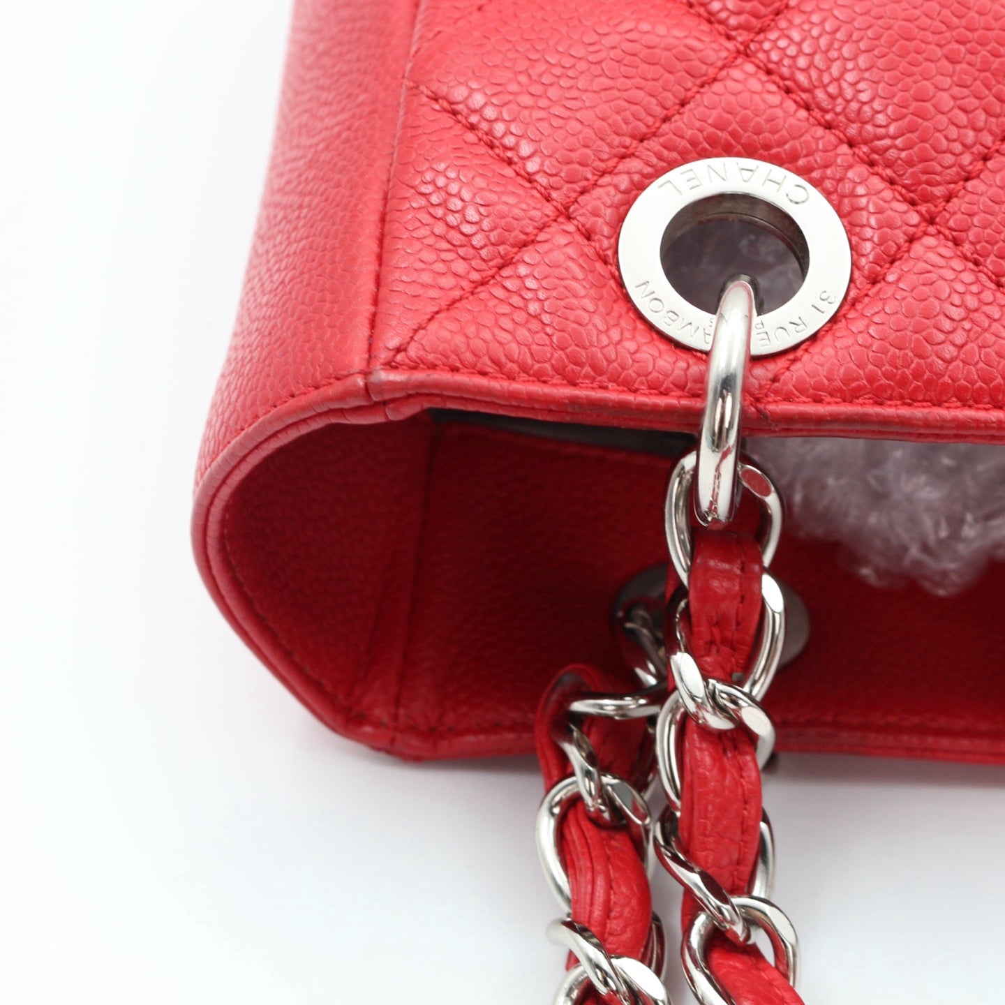 Chanel Red Petite Shopping Tote Bag [Used]