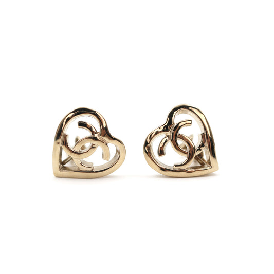 Chanel Coco Mark Heart Clip-On Earrings [Used]