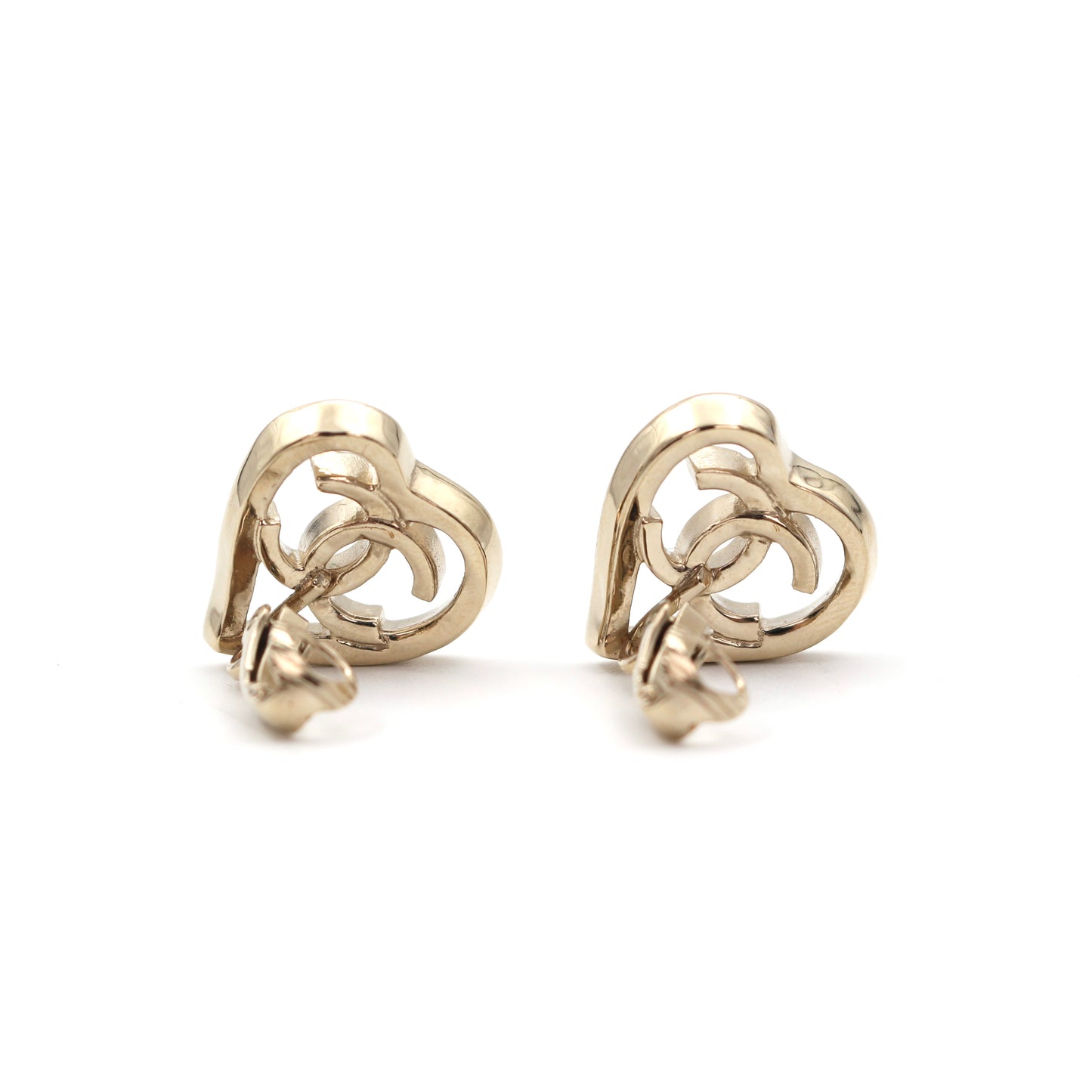 Chanel Coco Mark Heart Clip-On Earrings [Used]
