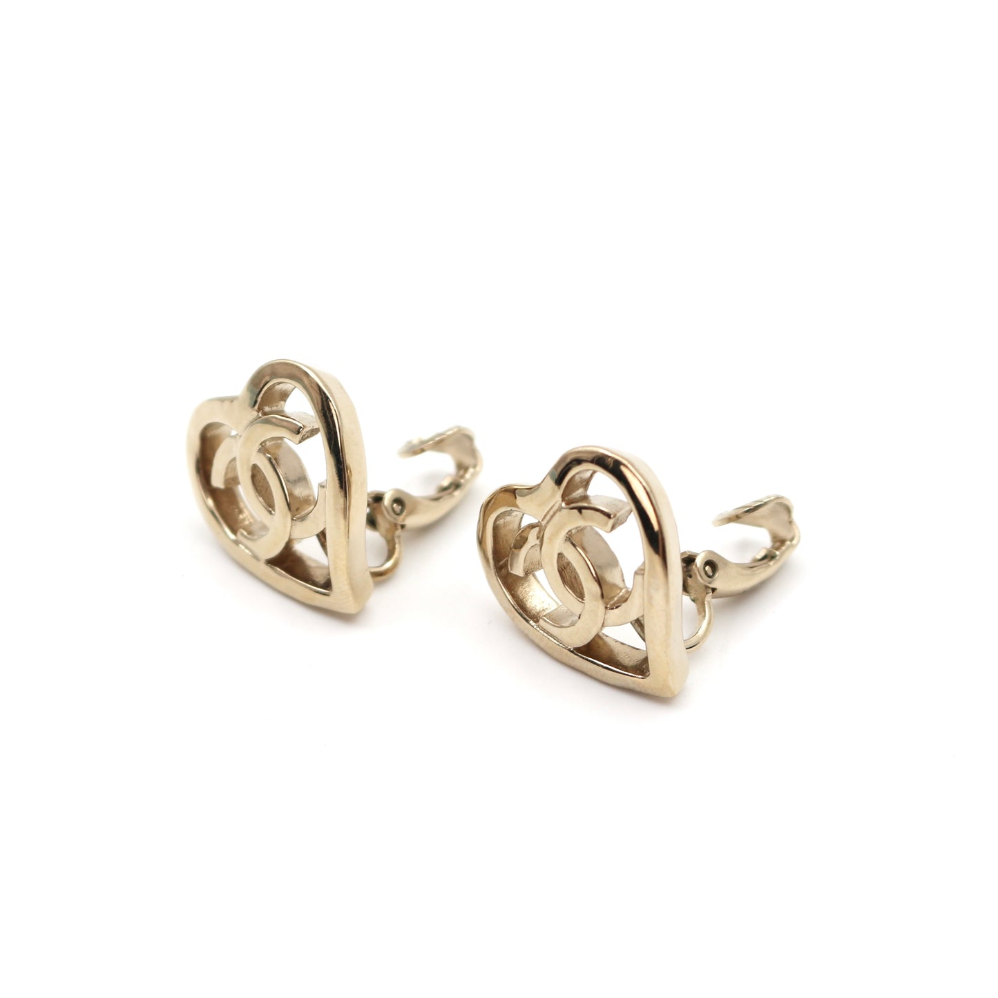 Chanel Coco Mark Heart Clip-On Earrings [Used]