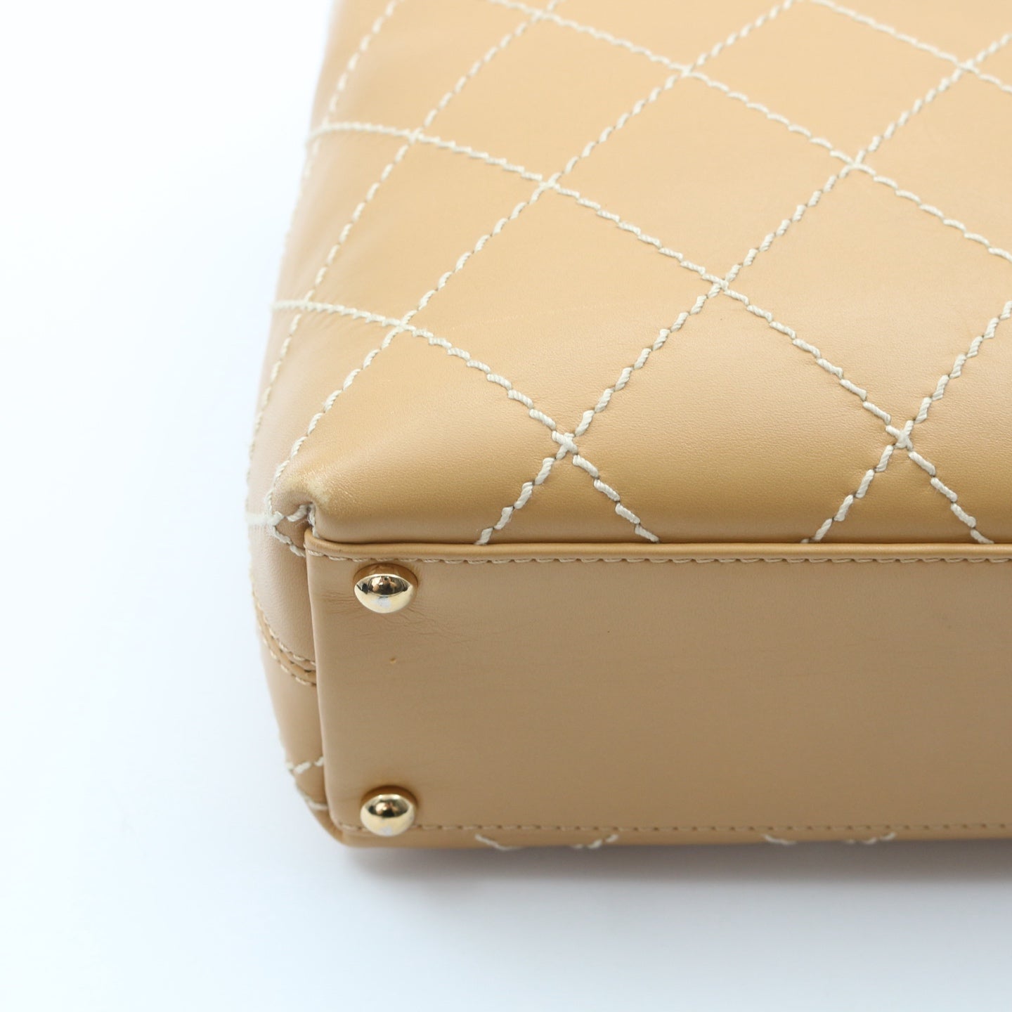 Chanel Beige Wild Stitch Tote Bag [Used]
