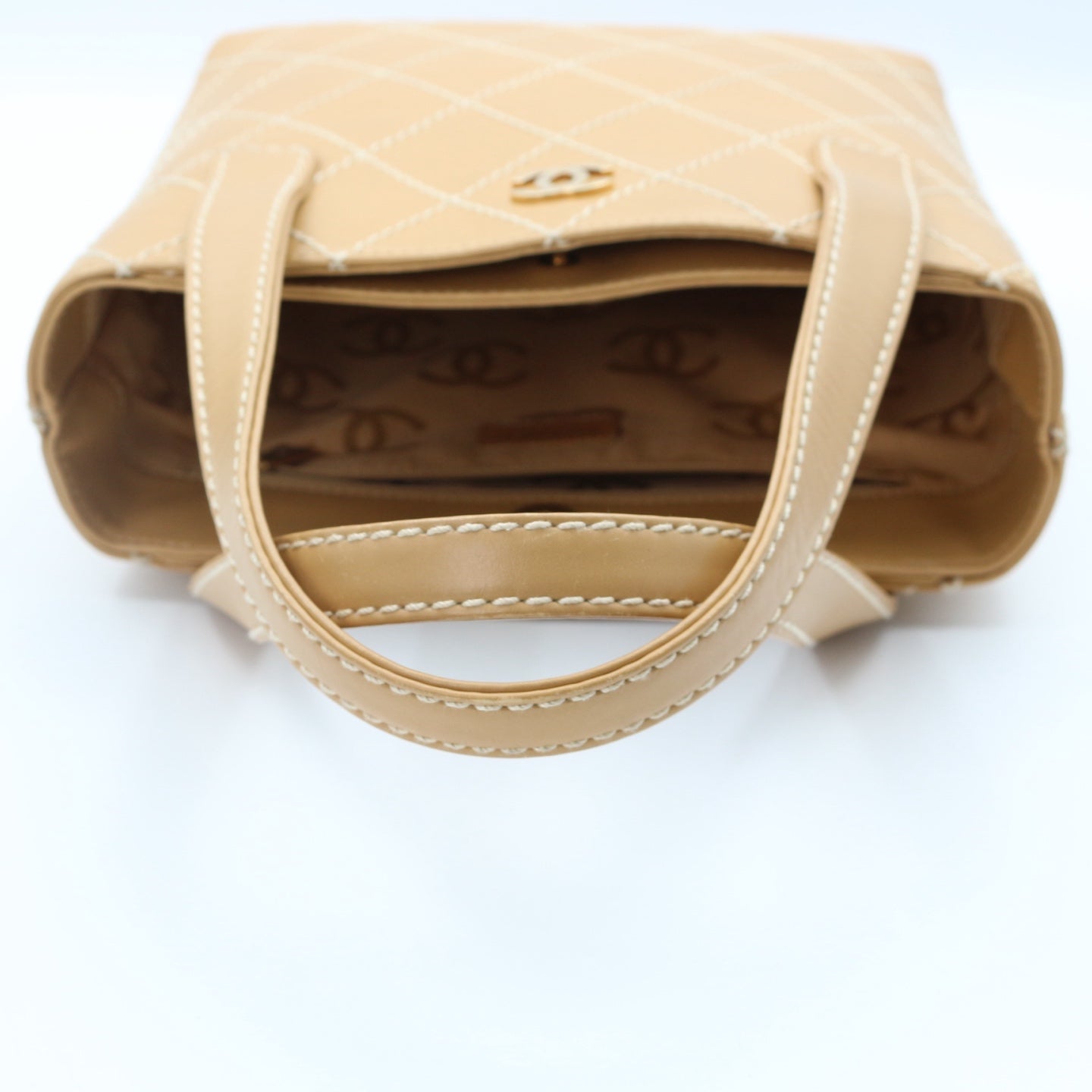 Chanel Beige Wild Stitch Tote Bag [Used]