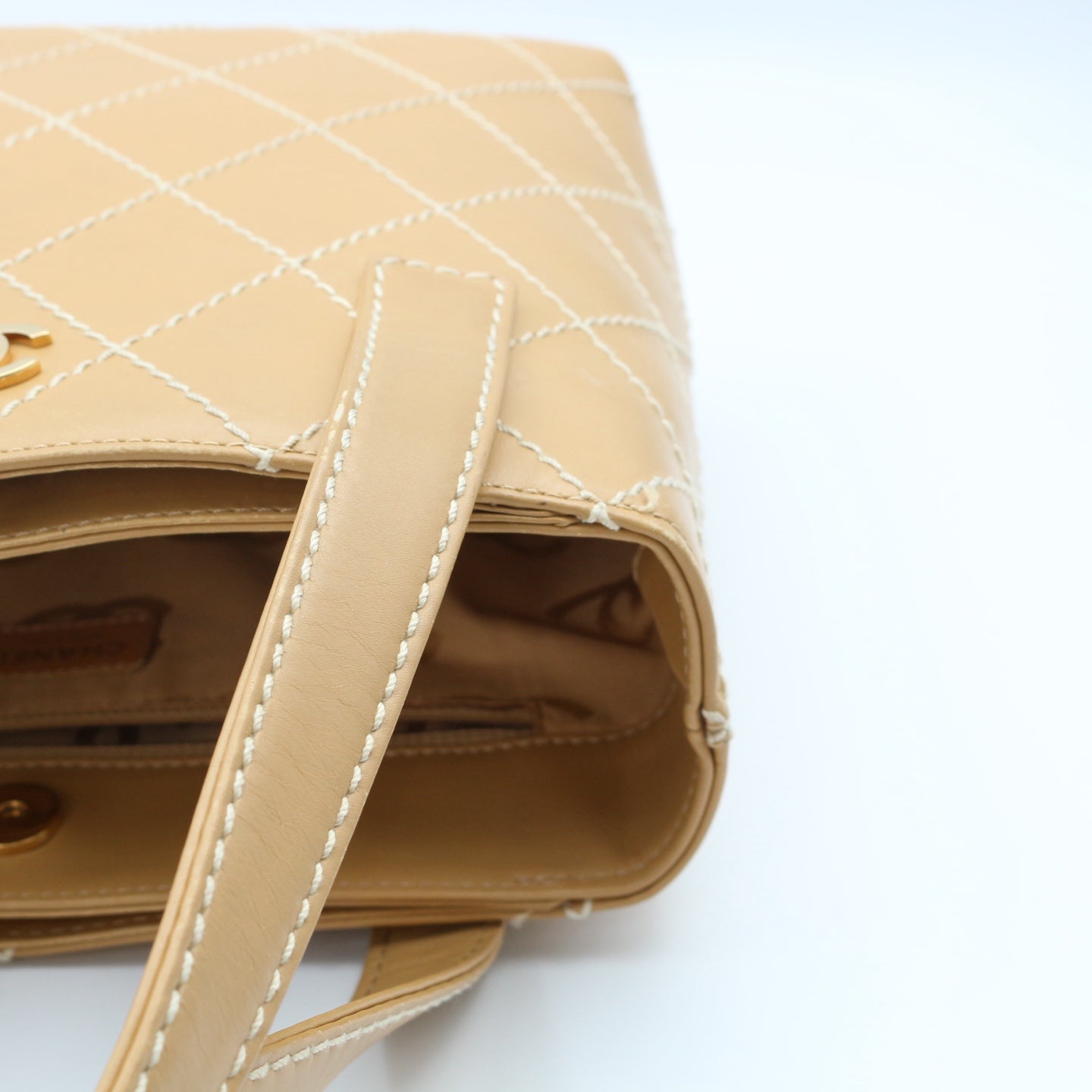 Chanel Beige Wild Stitch Tote Bag [Used]