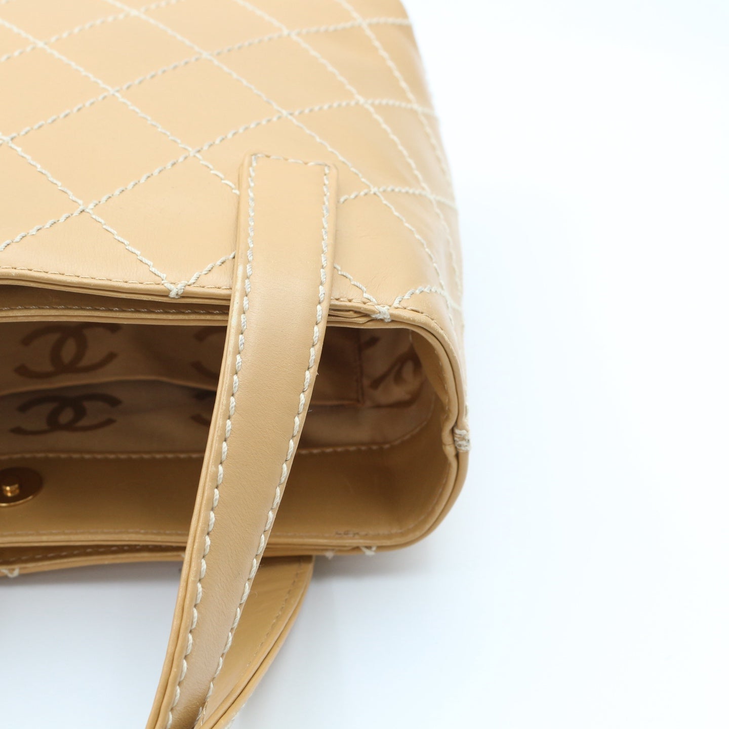 Chanel Beige Wild Stitch Tote Bag [Used]