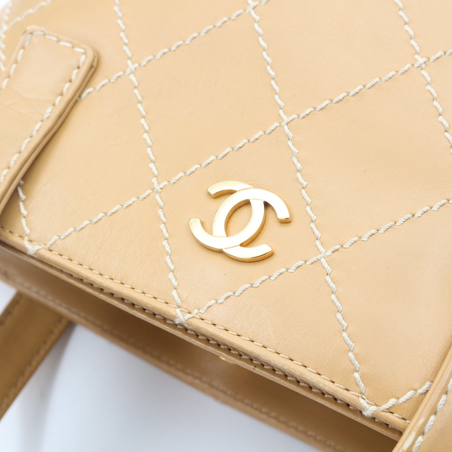 Chanel Beige Wild Stitch Tote Bag [Used]