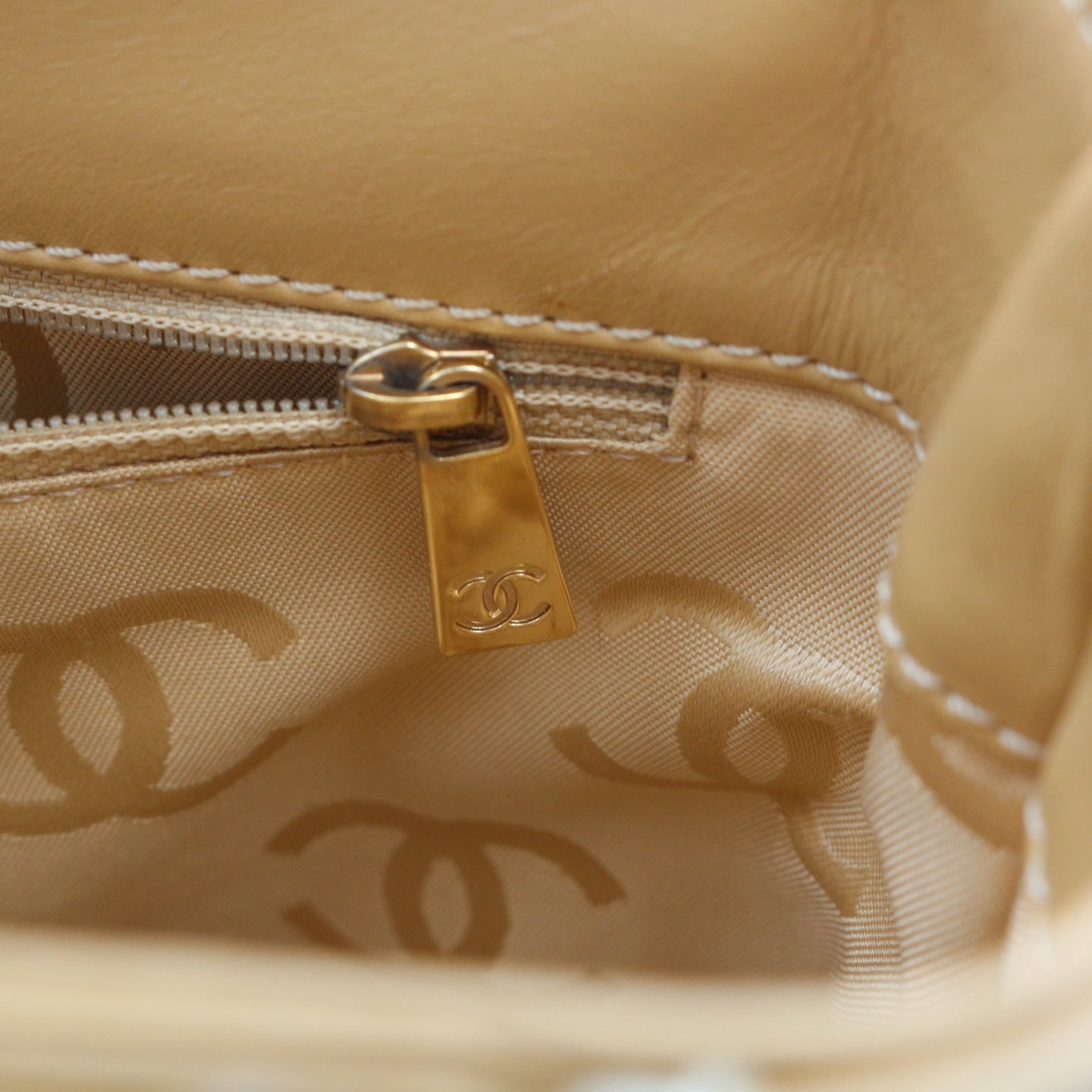 Chanel Beige Wild Stitch Tote Bag [Used]