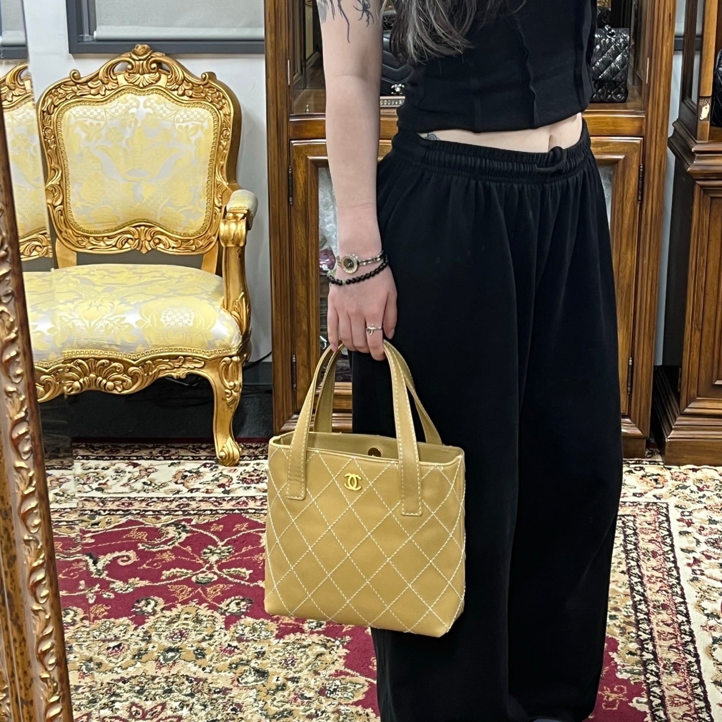 Chanel Beige Wild Stitch Tote Bag [Used]