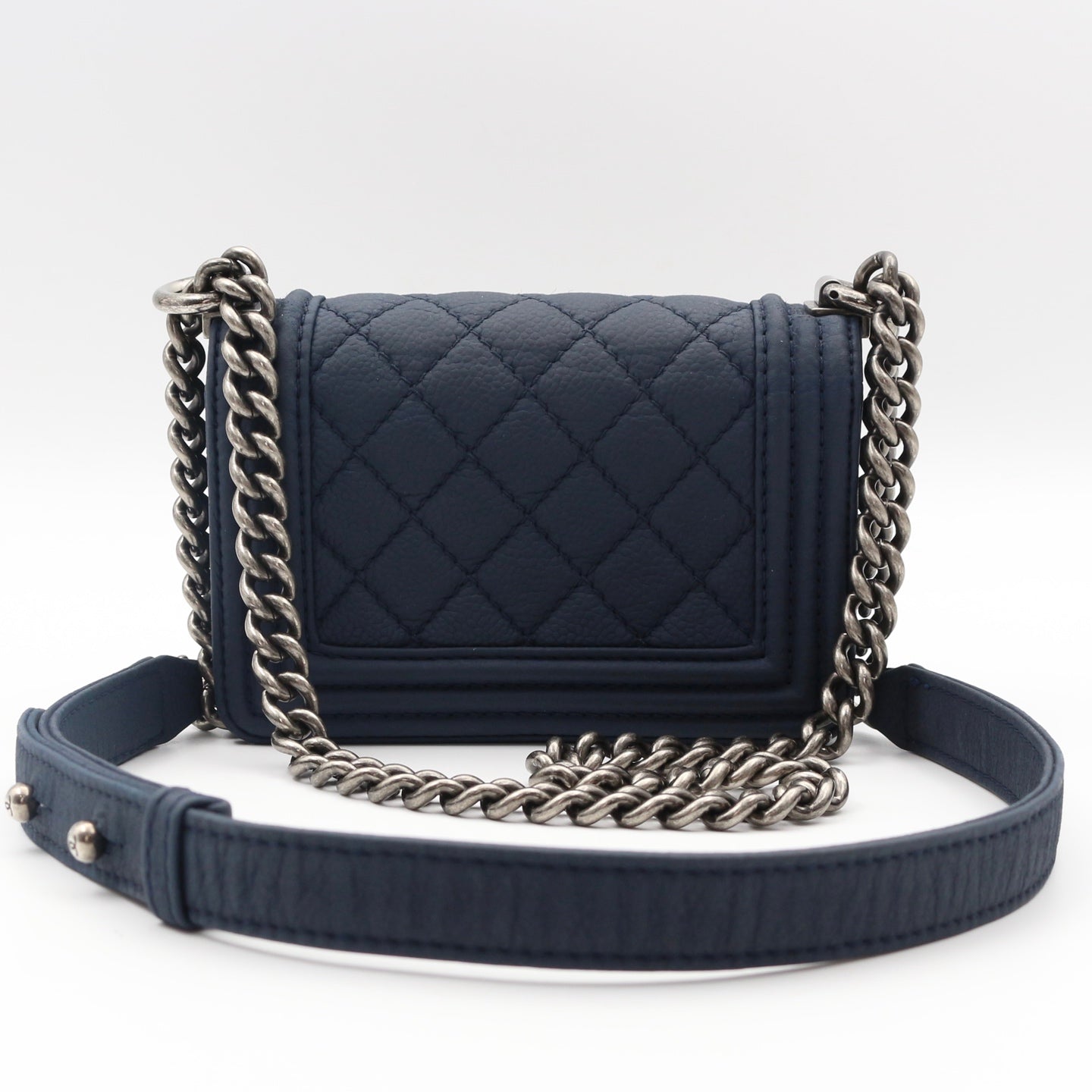 Chanel Blue Quilted Caviar Leather Small Boy Flap Bag [Used]