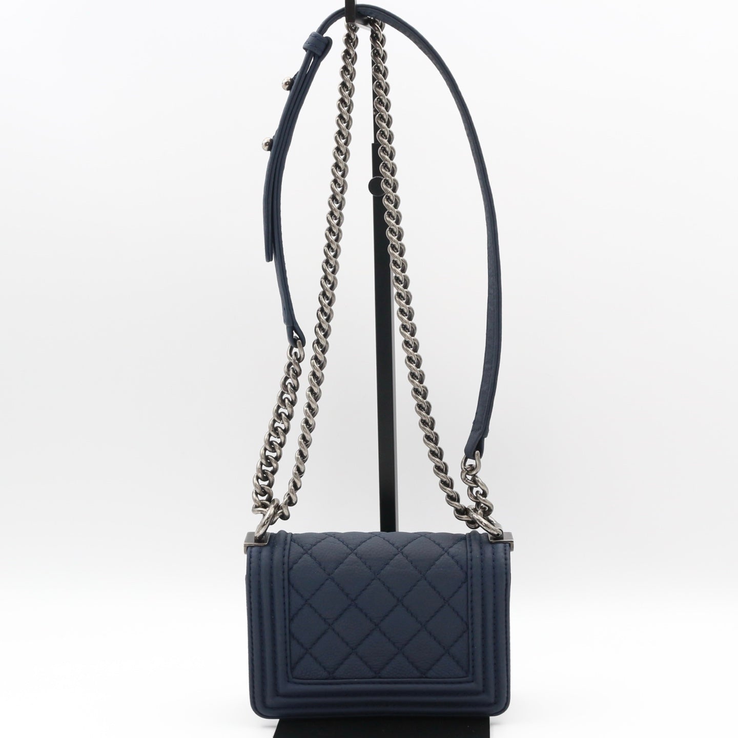 Chanel Blue Quilted Caviar Leather Small Boy Flap Bag [Used]