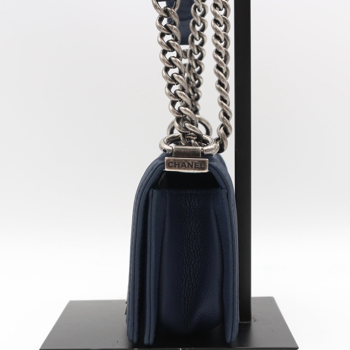 Chanel Blue Quilted Caviar Leather Small Boy Flap Bag [Used]