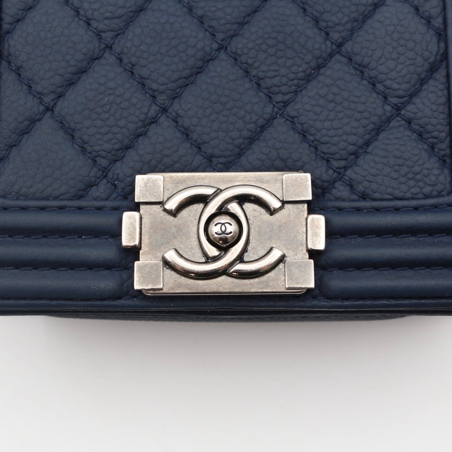 Chanel Blue Quilted Caviar Leather Small Boy Flap Bag [Used]