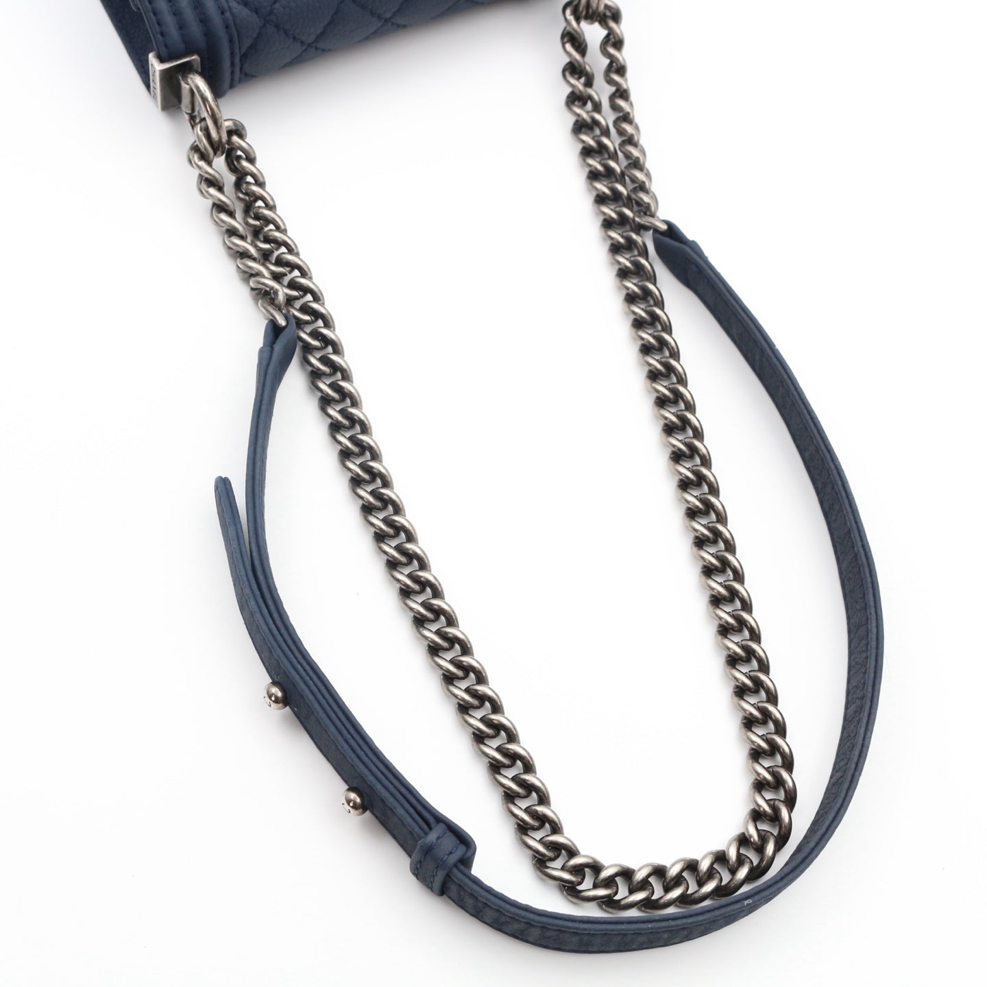 Chanel Blue Quilted Caviar Leather Small Boy Flap Bag [Used]
